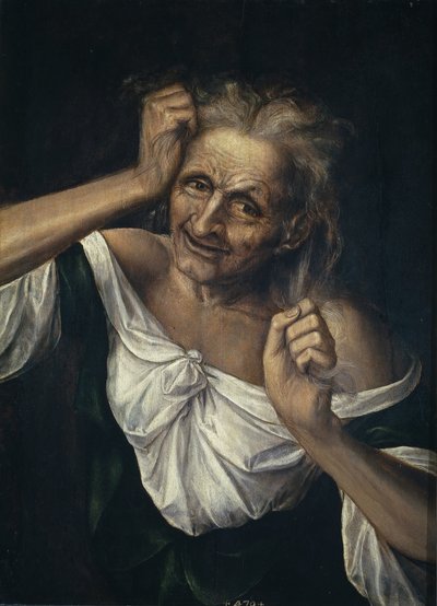 Old Woman Tearing at Her Hair by Quentin Massys or Metsys