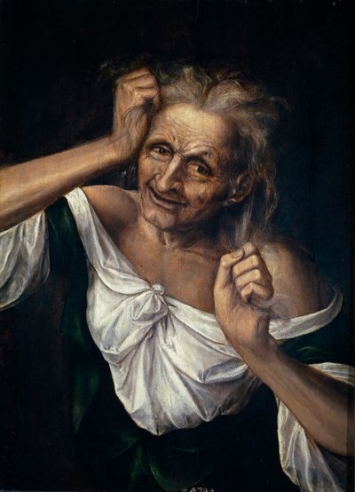 Old Woman Tearing at Her Hair by Quentin Massys or Metsys