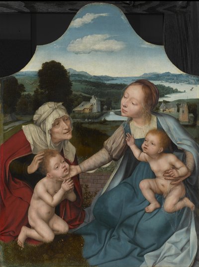 Virgin and Child with Saints Elizabeth and John the Baptist by Quentin Massys or Metsys