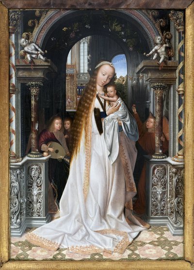 The Virgin and Child surrounded by angels by Quentin Metsys