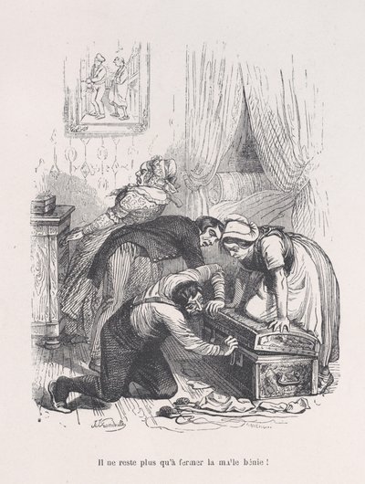 All that remains is to close the blessed trunk! from the Little Miseries of Human Life by Quichon
