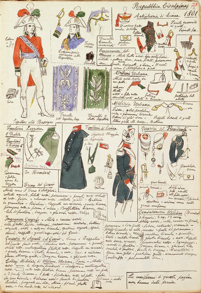 Military Uniforms at the Time of the Cisalpine Republic from 1801. Color Plate by Cenni Quinto by Quinto Cenni