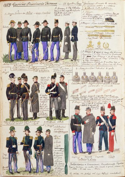 Uniforms and badges of provisional government of Tuscany by Quinto Cenni