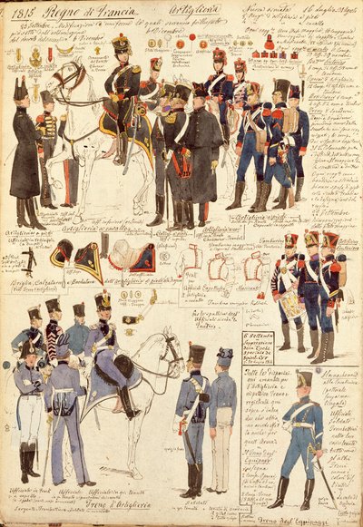 Uniforms of Artillery of Kingdom of France, color plate by Quinto Cenni