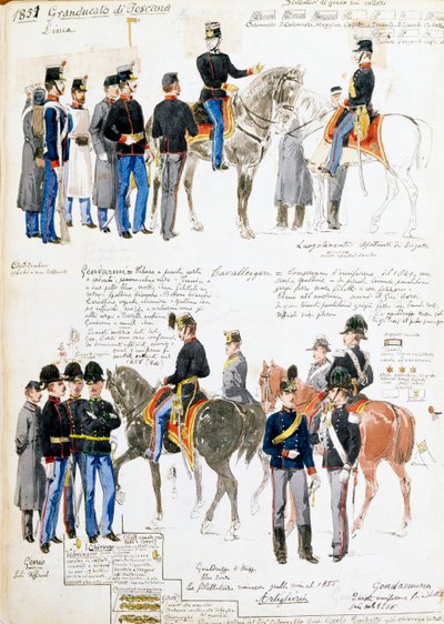 Uniforms of Grand Duchy of Tuscany in 1851 by Quinto Cenni