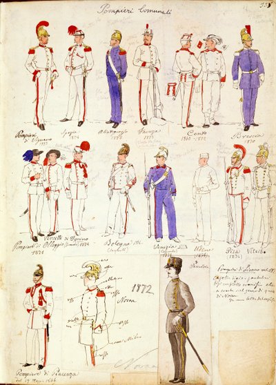 Uniforms of Municipal Firemen of Kingdom of Italy by Quinto Cenni