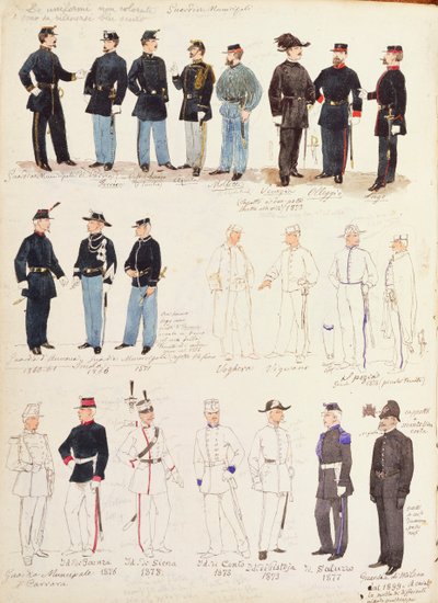 Uniforms of municipal guards of Kingdom of Italy by Quinto Cenni