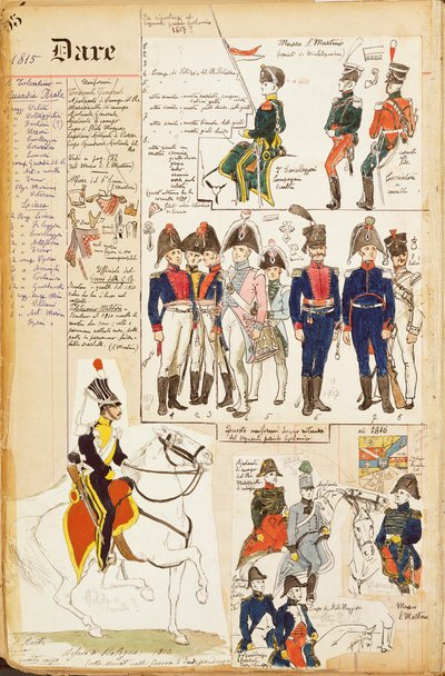 Various uniforms, by Quinto Cenni, circa 1815 by Quinto Cenni
