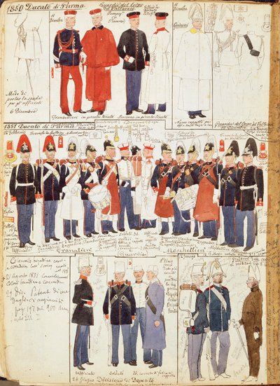 Various Uniforms of Duchy of Parma by Quinto Cenni