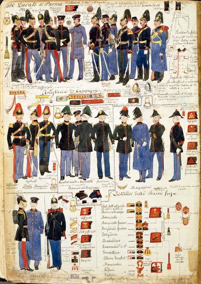 Various uniforms of Duchy of Parma by Quinto Cenni