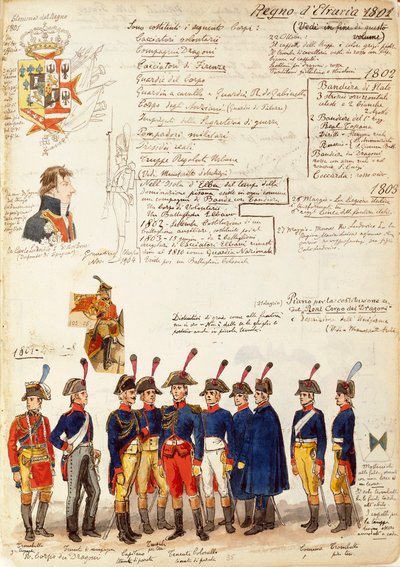 Various uniforms of Kingdom of Etruria by Quinto Cenni