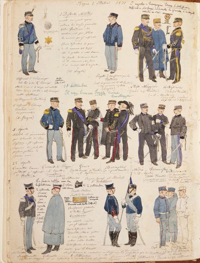 Various uniforms of Kingdom of Italy by Quinto Cenni, color plate by Quinto Cenni