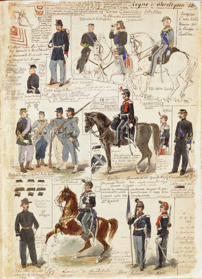 Various Uniforms of Kingdom of Sardinia by Quinto Cenni