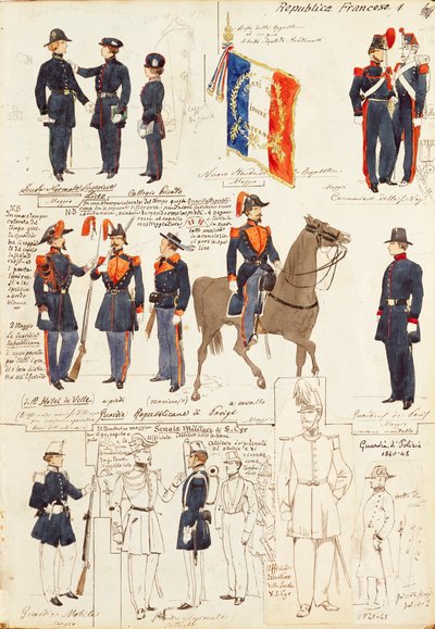 Various uniforms of Republic of France, by Quinto Cenni by Quinto Cenni