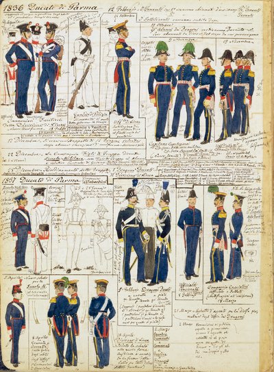 Various uniforms of the Duchy of Parma by Quinto Cenni