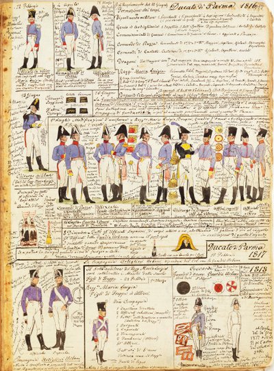 Various uniforms of the Duchy of Parma by Quinto Cenni