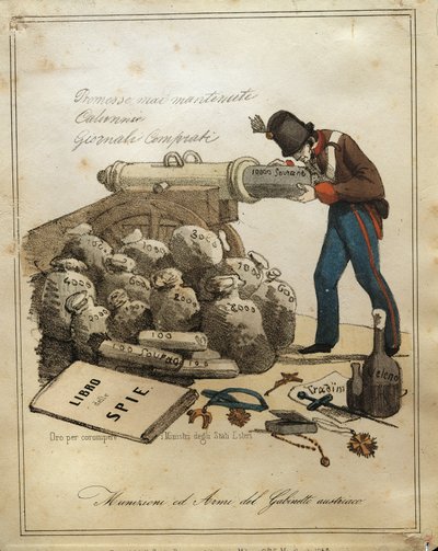 Weapons and ammunitions of Austrian ministry, anti-Austrian Venetian satire by Quinto Cenni