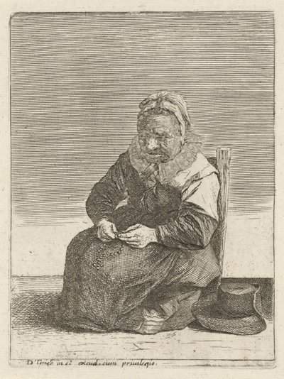 Old Woman with a Rosary (Series: Farmers in Full Length) by Quirin Boel (attributed to)