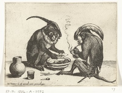 Two Monkeys Smoking Pipes by Quirin Boel