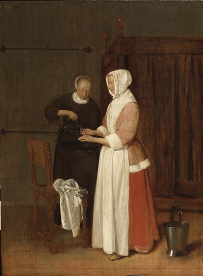 A Woman Washing Her Hands by Quiringh Gerritsz. van Brekelenkam