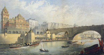 Thames Embankment - Steam Boat Landing Pier at Waterloo, London by RM Bryson