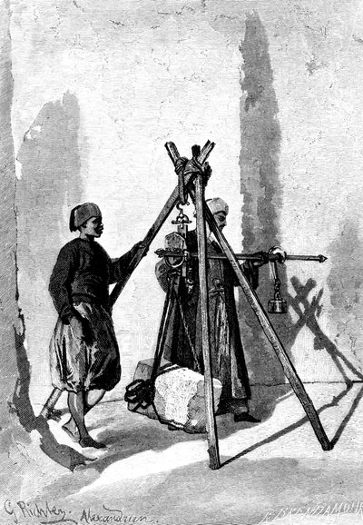 Weighing of the Blocks of Stone, Egypt, 1880 by R. Brandamour