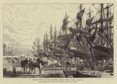 Towards the Close of Day, the Canada Timber Docks, Liverpool by R. Dudley