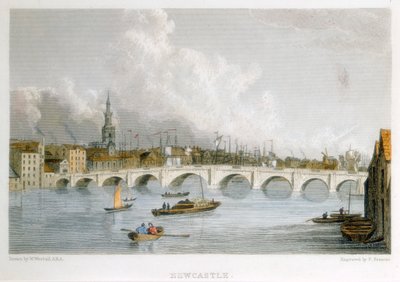 Stone Arched Bridge Across the Tyne at Newcastle-upon-Tyne, England by R Francis