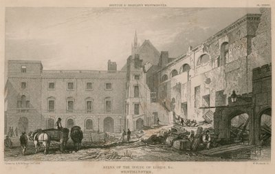 Ruins of the House of Lords, Westminster by R. W. Billings