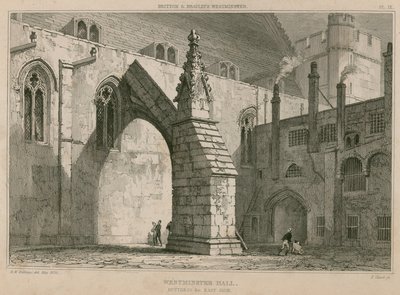 Westminster Hall, buttress on the east side by R. W. Billings