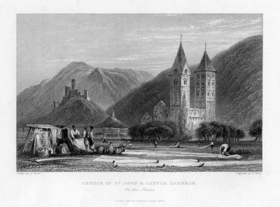 Church of St John and Castle Lahneck on the Rhine by R. Wallis