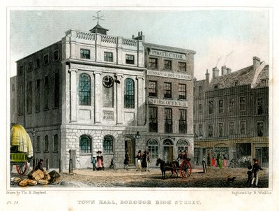Town Hall, Borough High Street, Southwark, London by R. Winkles