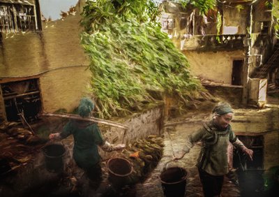 Women on a Village Path by Rachel Pansky