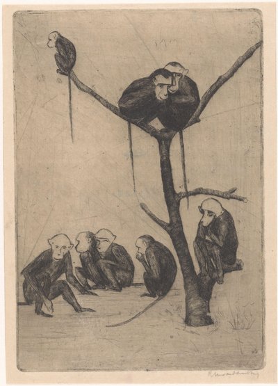 Monkeys Sitting in and Near a Tree by Rachel van Dantzig (signed by artist)