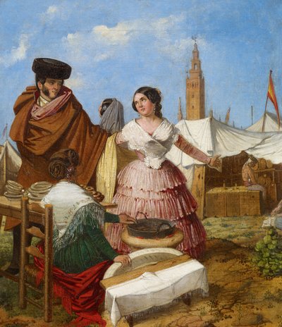 Courting at a Ring-Shaped Pastry Stall at the Seville Fair by Rafael Benjumea