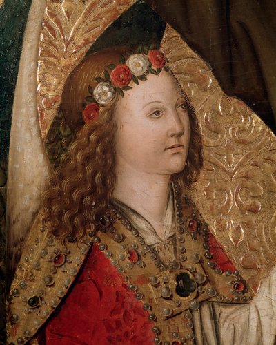 An angel, detail from St Bernardin of Siena altarpiece by Rafael & Figuera Joan (active c.1454 1477) Tomas