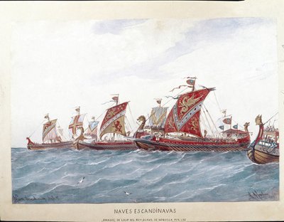 Representation of the Fleet of King Olaf I of Norway by Rafael Monleon y Torres
