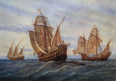 The Three Caravels of Christopher Columbus by Rafael Monleon y Torres