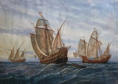 The Three Caravels of Christopher Columbus by Rafael Monleon y Torres