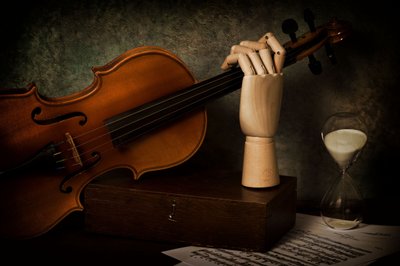 Violin and Hourglass by Raffaele Corte