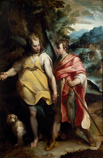 Tobias and Angel by Raffaellino da Reggio (c.1550 78)
