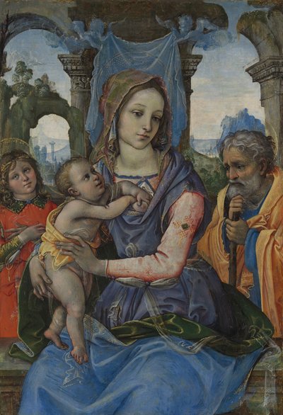 Madonna and Child with Saint Joseph and an Angel by Raffaellino del Garbo