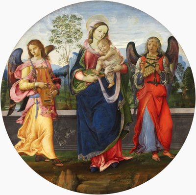 Madonna and Child with Two Angels Playing Music by Raffaellino del Garbo