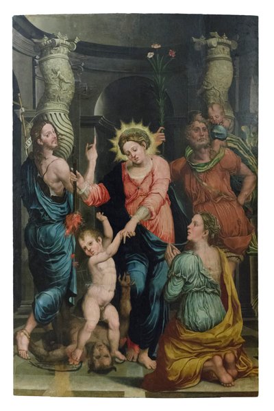 Madonna of the Rescue between Saints John the Baptist and Christopher by Raffaellino di Michelangelo (16th century)