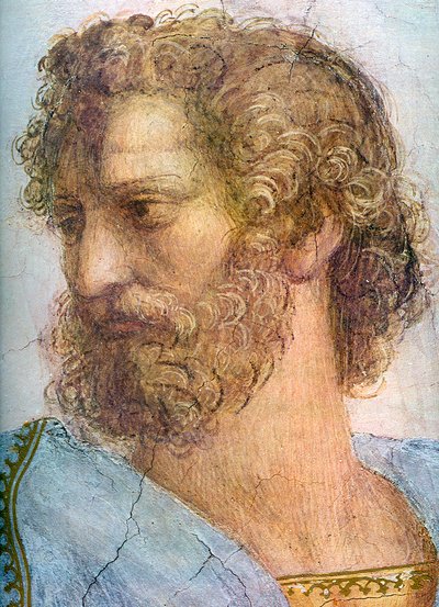 Aristotle. Stanza della Segnatura. The School of Athens (Detail) by Raffaello Sanzio Raphael