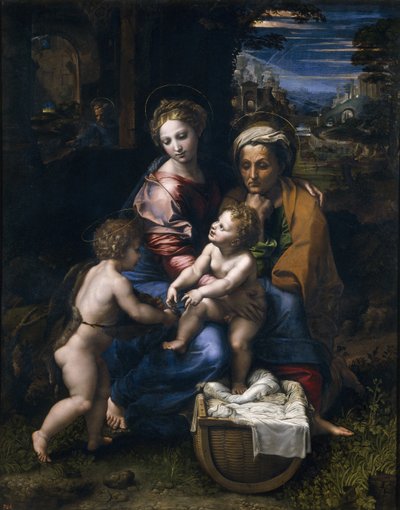The Holy Family with John the Baptist and Saint Elizabeth La Perla by Raffaello Sanzio Raphael