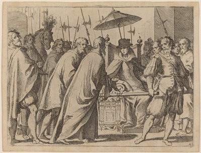 Margaret of Austria Being Carried in a Chaise by Raffaello Schiaminossi