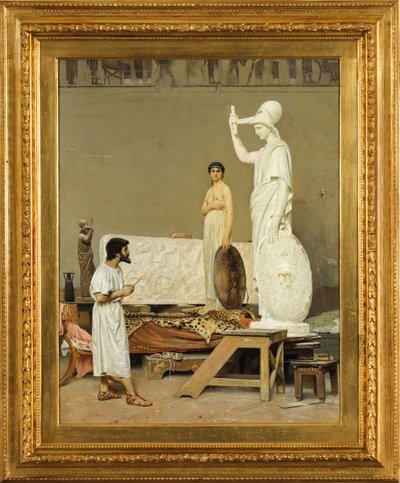 Phidias working on his statue of Minerva by Raffaello Sorbi