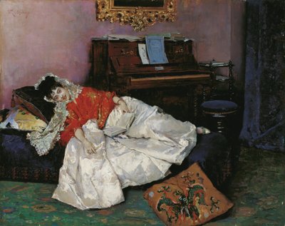 Reading Portrait of Aline Masson in Japanese Attire by Raimundo de Madrazo y Garreta