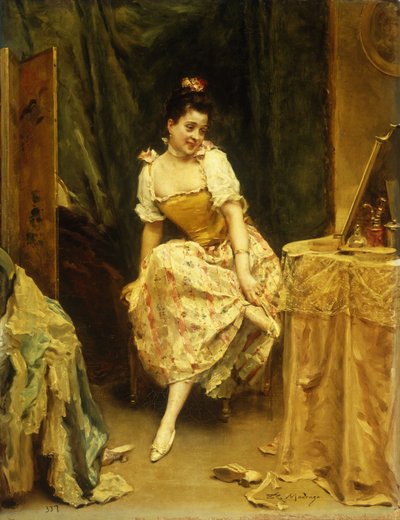 Young Woman at a Dressing Table by Raimundo de Madrazo y Garreta